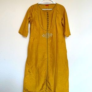 Cotton silk mustard kurti